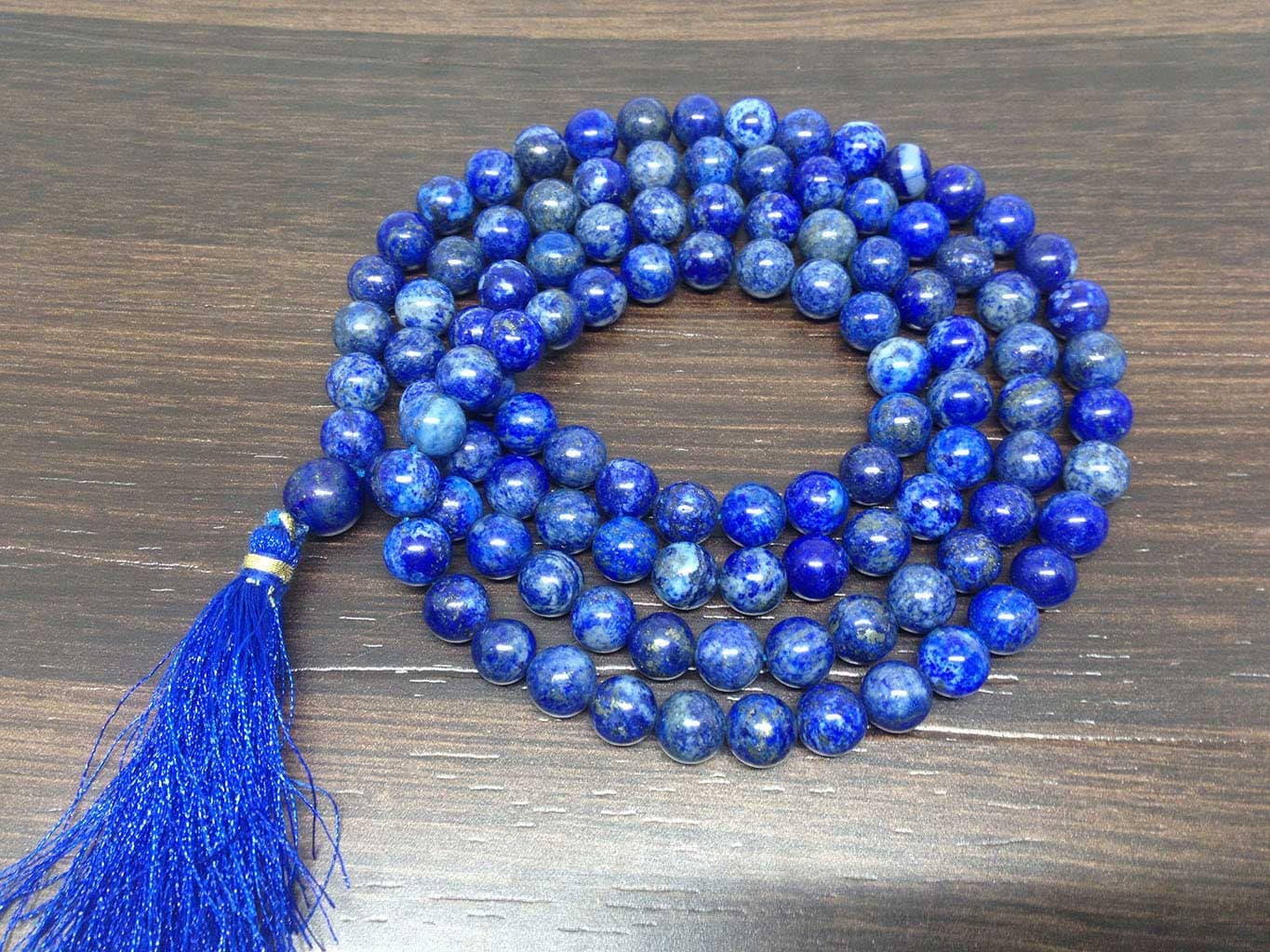Natural 8mm Lapis Lazuli Mala With 108 Prayer Beads, Jap Mala